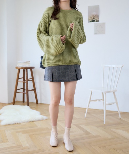 Ada.(エイダ)の「袖ぽわん オーバーサイズ ルーズ ニット(ニット/セーター・レディース・ブラック/グリーン/ホワイト/マスタード・FREE)」の11枚目の写真