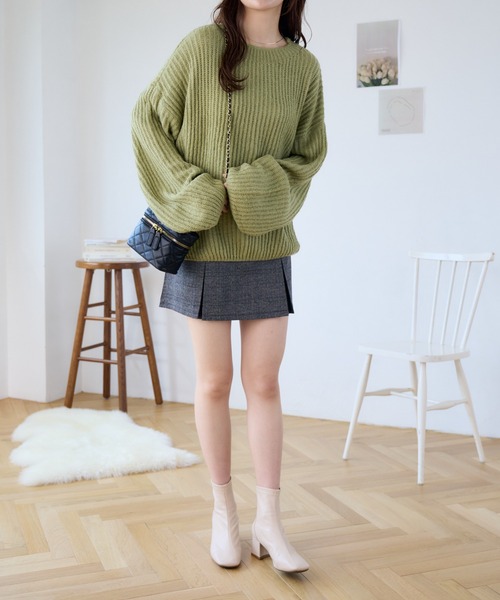 Ada.(エイダ)の「袖ぽわん オーバーサイズ ルーズ ニット(ニット/セーター・レディース・ブラック/グリーン/ホワイト/マスタード・FREE)」の12枚目の写真