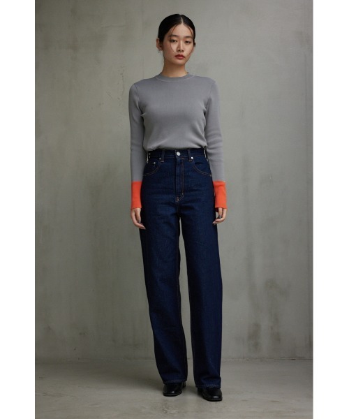 AZUL by moussy（アズールバイマウジー）の「カラーカフブロックニットトップス（ニット/セーター・レディース・ブラック/ネイビー/グレー・FREE）」の15枚目の写真