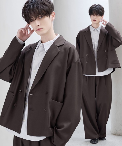 セットアップ 2点セット】防シワシングル/ダブルテーラード