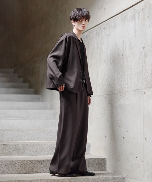 ASTRONOMY（アストロノミー）の「【セットアップ 2点セット】防シワシングル/ダブルテーラードリラクシングセットアップ+2タックワイドストレートパンツ（セットアップ・メンズ・グレー/アイボリー/ブラック/ブラウン/ネイビー/ライトベージュ/ブルー/カーキ/チャコール/ブラック系/グレー系/ブラウン系/ネイビー系・XL/S/M/L）」の16枚目の写真