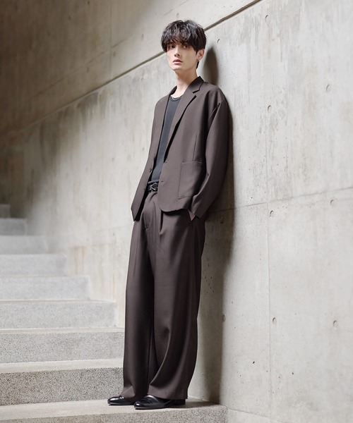 ASTRONOMY（アストロノミー）の「【セットアップ 2点セット】防シワシングル/ダブルテーラードリラクシングセットアップ+2タックワイドストレートパンツ（セットアップ・メンズ・グレー/アイボリー/ブラック/ブラウン/ネイビー/ライトベージュ/ブルー/カーキ/チャコール/ブラック系/グレー系/ブラウン系/ネイビー系・XL/S/M/L）」の17枚目の写真