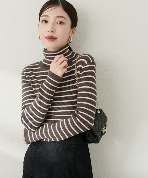 natural couture(ナチュラルクチュール)の「もちもちベーシックリブタートル(ニット/セーター・レディース・ブラック/グレイッシュベージュ/グリーン/その他2/オレンジ/オフホワイト/ブルー/その他1/ピンク・FREE)」の9枚目の写真