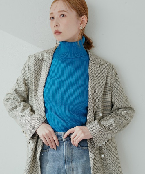 natural couture(ナチュラルクチュール)の「もちもちベーシックリブタートル(ニット/セーター・レディース・ブラック/グレイッシュベージュ/グリーン/その他2/オレンジ/オフホワイト/ブルー/その他1/ピンク・FREE)」の1枚目の写真
