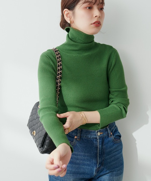 natural couture(ナチュラルクチュール)の「もちもちベーシックリブタートル(ニット/セーター・レディース・ブラック/グレイッシュベージュ/グリーン/その他2/オレンジ/オフホワイト/ブルー/その他1/ピンク・FREE)」の10枚目の写真