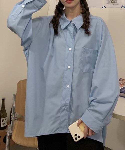 gossip!ロサンゼルス(ゴシップロサンゼルス)の「YUGA ルーズシルエット シャツジャケット(シャツ/ブラウス・レディース・ブルー/ホワイト・FREE)」の5枚目の写真