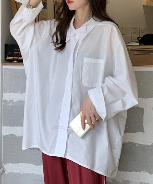 gossip!ロサンゼルス(ゴシップロサンゼルス)の「YUGA ルーズシルエット シャツジャケット(シャツ/ブラウス・レディース・ブルー/ホワイト・FREE)」の7枚目の写真