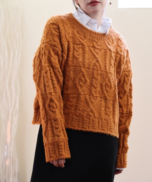 ULEULA（ウルア）の「ボリュームケーブルニット（ニット/セーター・レディース・アイボリー/オレンジ/グレー・FREE）」の22枚目の写真