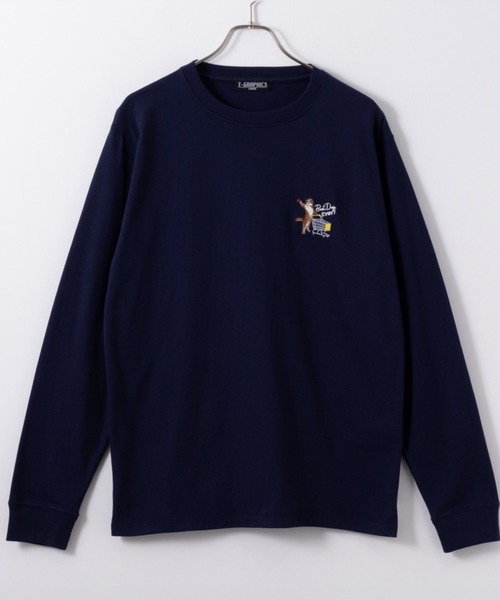 新柄入荷】 胸刺繍ワンポイントロゴ ロングスリーブTシャツ（T