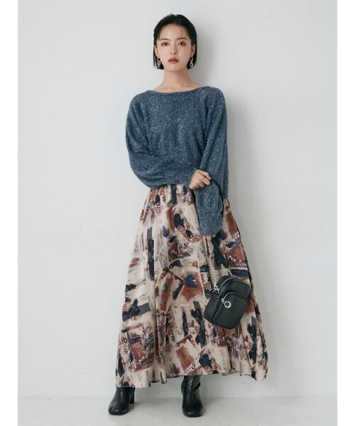 MURUA(ムルーア)の「【2WAY】シャイニーフェザーニット(ニット/セーター・レディース・ブルー/ライトグリーン/ホワイト/ブラック・FREE)」の6枚目の写真