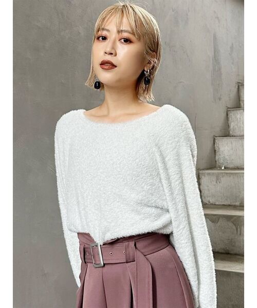 MURUA(ムルーア)の「【2WAY】シャイニーフェザーニット(ニット/セーター・レディース・ブルー/ライトグリーン/ホワイト/ブラック・FREE)」の7枚目の写真