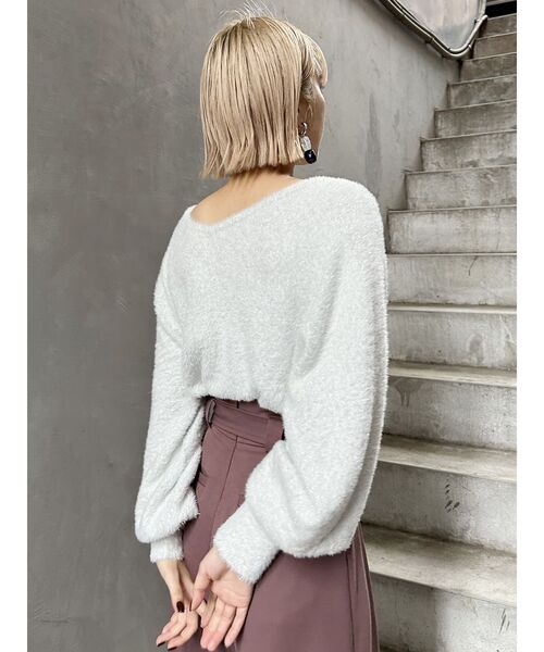 MURUA(ムルーア)の「【2WAY】シャイニーフェザーニット(ニット/セーター・レディース・ブルー/ライトグリーン/ホワイト/ブラック・FREE)」の9枚目の写真