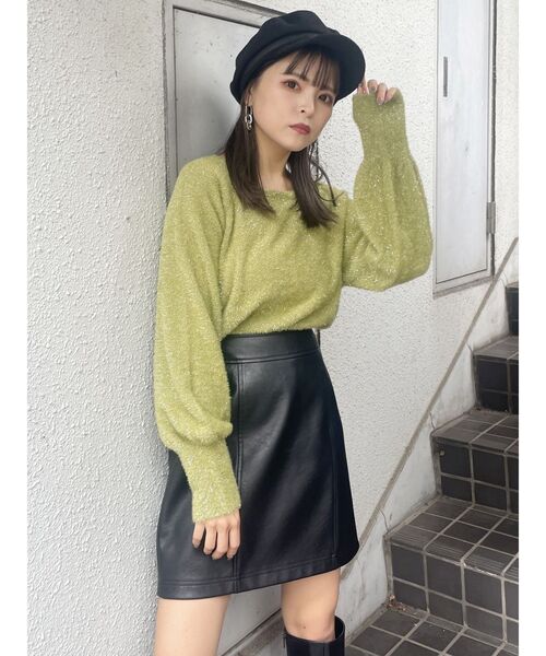 MURUA(ムルーア)の「【2WAY】シャイニーフェザーニット(ニット/セーター・レディース・ブルー/ライトグリーン/ホワイト/ブラック・FREE)」の16枚目の写真