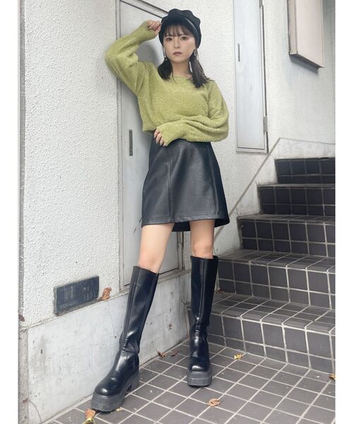 MURUA(ムルーア)の「【2WAY】シャイニーフェザーニット(ニット/セーター・レディース・ブルー/ライトグリーン/ホワイト/ブラック・FREE)」の18枚目の写真