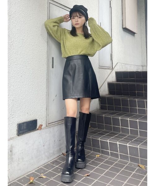 MURUA(ムルーア)の「【2WAY】シャイニーフェザーニット(ニット/セーター・レディース・ブルー/ライトグリーン/ホワイト/ブラック・FREE)」の19枚目の写真