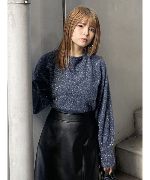 MURUA(ムルーア)の「【2WAY】シャイニーフェザーニット(ニット/セーター・レディース・ブルー/ライトグリーン/ホワイト/ブラック・FREE)」の20枚目の写真