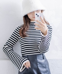 clear | ボーダーハイネックニットトップス≪2023AW新作≫(ニット/セーター)