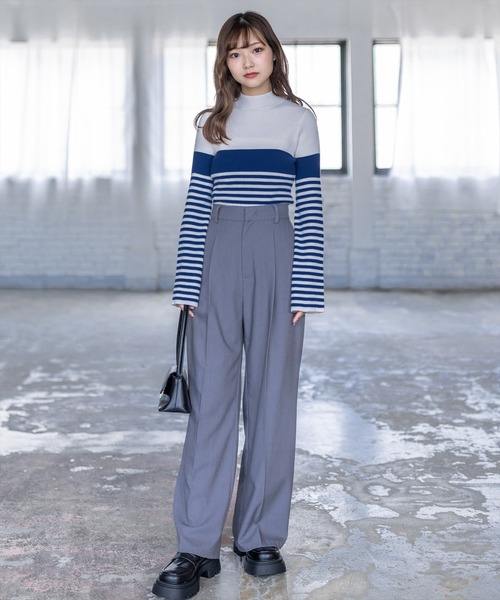 clear（クリア）の「ボーダーハイネックニットトップス（ニット/セーター・レディース・ブルー系その他/ブラック系その他/ブラック系その他2/ブルー系その他2・F）」の12枚目の写真