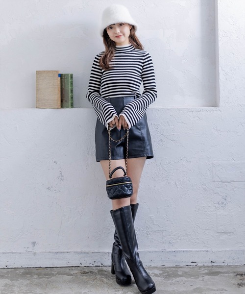 clear（クリア）の「ボーダーハイネックニットトップス（ニット/セーター・レディース・ブルー系その他/ブラック系その他/ブラック系その他2/ブルー系その他2・F）」の14枚目の写真