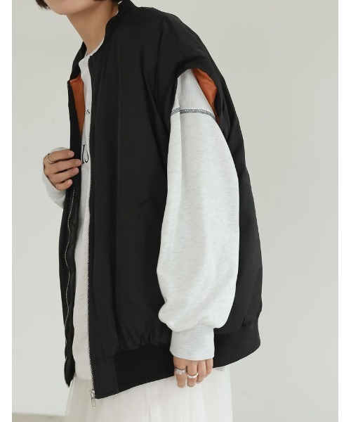 Re:EDIT（リエディ）の「[2WAY]中綿入り袖取り外しMA-1（MA-1・レディース・カーキ/ブラック/アイボリー・MEDIUM）」の13枚目の写真