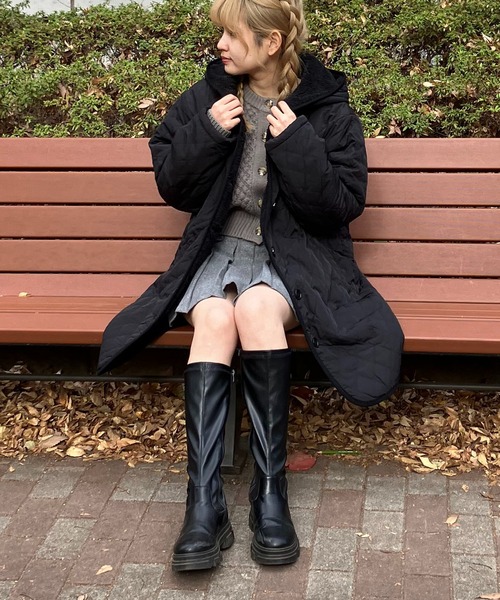 AS KNOW AS plus（アズノゥアズプラス）の「☆裏ボアキルティングフードコート（その他アウター・レディース・ネイビー/ベージュ/アイボリー/ブラック/カーキ/ベージュ系/ブラック系その他・FREE）」の8枚目の写真