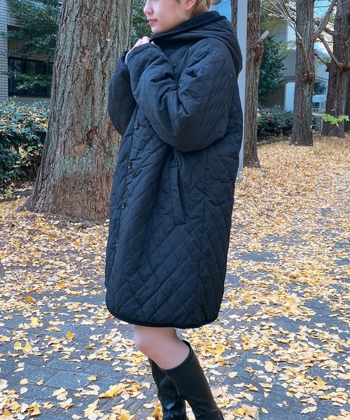 AS KNOW AS plus（アズノゥアズプラス）の「☆裏ボアキルティングフードコート（その他アウター・レディース・ネイビー/ベージュ/アイボリー/ブラック/カーキ/ベージュ系/ブラック系その他・FREE）」の14枚目の写真