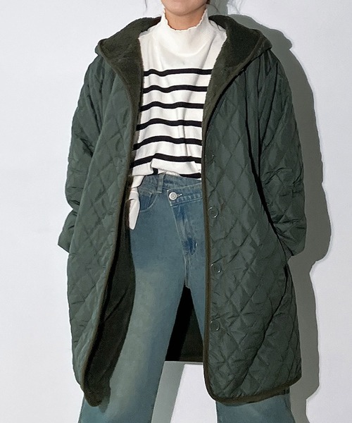 AS KNOW AS plus（アズノゥアズプラス）の「☆裏ボアキルティングフードコート（その他アウター・レディース・ネイビー/ベージュ/アイボリー/ブラック/カーキ/ベージュ系/ブラック系その他・FREE）」の15枚目の写真