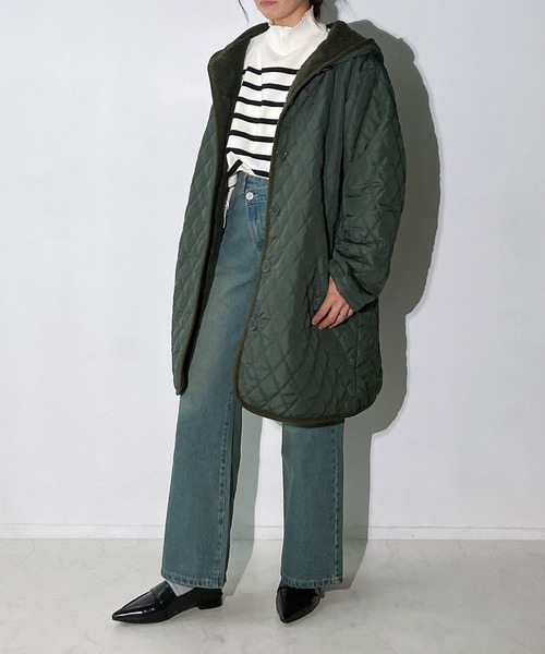 AS KNOW AS plus（アズノゥアズプラス）の「☆裏ボアキルティングフードコート（その他アウター・レディース・ネイビー/ベージュ/アイボリー/ブラック/カーキ/ベージュ系/ブラック系その他・FREE）」の20枚目の写真