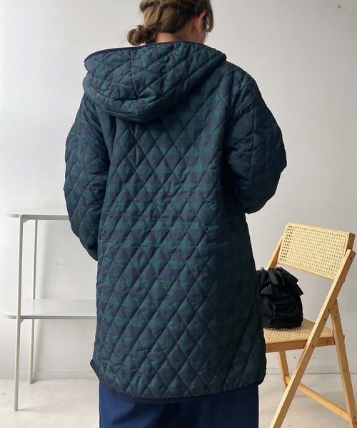 momomama 黒♪裏ボア♪フード付きキルティング♪コート♪新品♪お上品