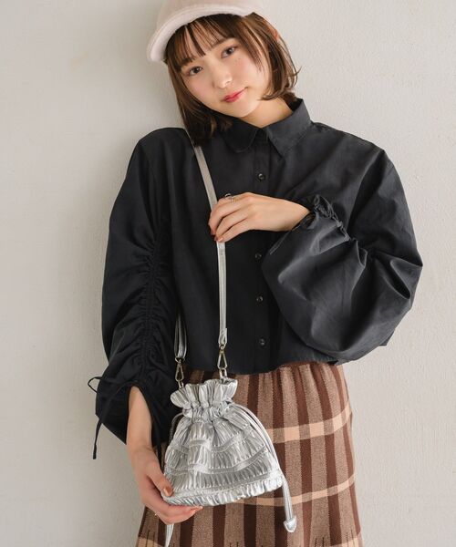 RETRO GIRL（レトロガール）の「巾着ショルダーバッグ（ショルダーバッグ・レディース・ブラック/シルバー/オフホワイト・ONE SIZE）」の11枚目の写真