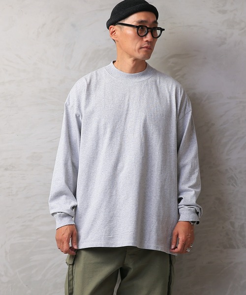 WAIPER.inc(ワイパーインク)の「Good wear USAコットン 袖リブ ハイネック L/S SUPER BIG TEE(Tシャツ/カットソー・メンズ・ブラック/グレイッシュベージュ/ネイビー/杢グレー/ホワイト/カーキブラウン・S/M/L/XL)」の4枚目の写真