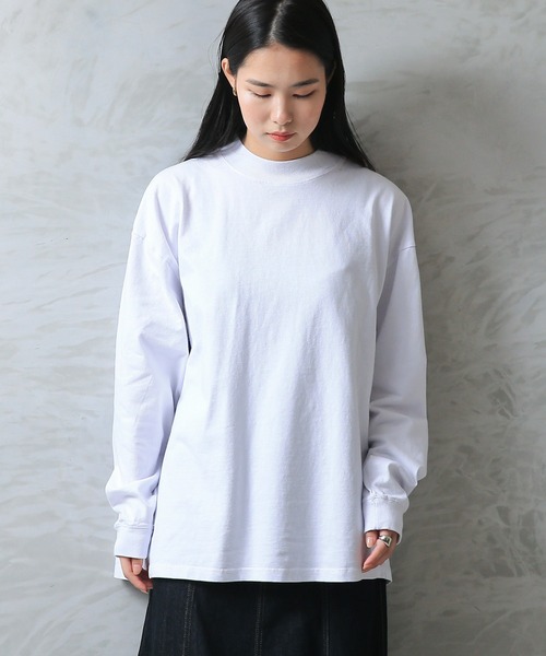 WAIPER.inc(ワイパーインク)の「Good wear USAコットン 袖リブ ハイネック L/S SUPER BIG TEE(Tシャツ/カットソー・メンズ・ブラック/グレイッシュベージュ/ネイビー/杢グレー/ホワイト/カーキブラウン・S/M/L/XL)」の2枚目の写真