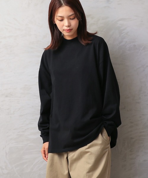 WAIPER.inc(ワイパーインク)の「Good wear USAコットン 袖リブ ハイネック L/S SUPER BIG TEE(Tシャツ/カットソー・メンズ・ブラック/グレイッシュベージュ/ネイビー/杢グレー/ホワイト/カーキブラウン・S/M/L/XL)」の20枚目の写真