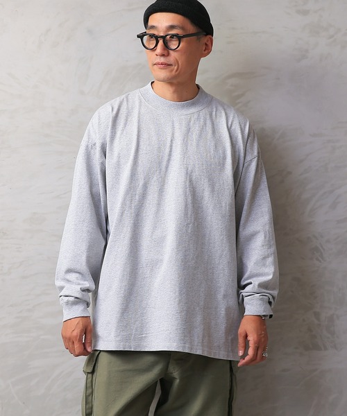 WAIPER.inc(ワイパーインク)の「Good wear USAコットン 袖リブ ハイネック L/S SUPER BIG TEE(Tシャツ/カットソー・メンズ・ブラック/グレイッシュベージュ/ネイビー/杢グレー/ホワイト/カーキブラウン・S/M/L/XL)」の11枚目の写真