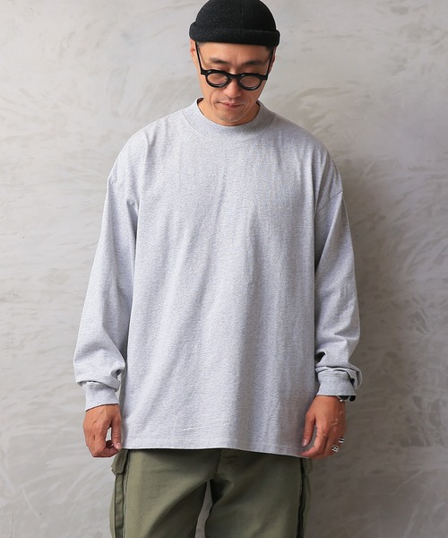 WAIPER.inc(ワイパーインク)の「Good wear USAコットン 袖リブ ハイネック L/S SUPER BIG TEE(Tシャツ/カットソー・メンズ・ブラック/グレイッシュベージュ/ネイビー/杢グレー/ホワイト/カーキブラウン・S/M/L/XL)」の12枚目の写真