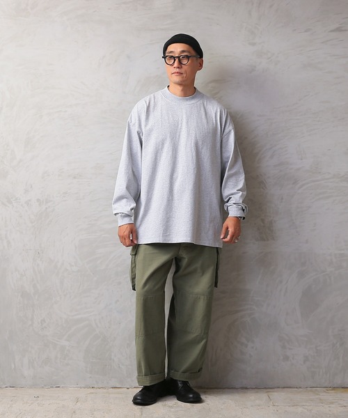 WAIPER.inc(ワイパーインク)の「Good wear USAコットン 袖リブ ハイネック L/S SUPER BIG TEE(Tシャツ/カットソー・メンズ・ブラック/グレイッシュベージュ/ネイビー/杢グレー/ホワイト/カーキブラウン・S/M/L/XL)」の13枚目の写真