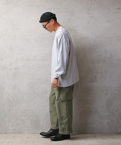 WAIPER.inc(ワイパーインク)の「Good wear USAコットン 袖リブ ハイネック L/S SUPER BIG TEE(Tシャツ/カットソー・メンズ・ブラック/グレイッシュベージュ/ネイビー/杢グレー/ホワイト/カーキブラウン・S/M/L/XL)」の14枚目の写真