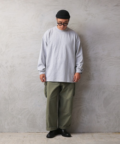 WAIPER.inc(ワイパーインク)の「Good wear USAコットン 袖リブ ハイネック L/S SUPER BIG TEE(Tシャツ/カットソー・メンズ・ブラック/グレイッシュベージュ/ネイビー/杢グレー/ホワイト/カーキブラウン・S/M/L/XL)」の15枚目の写真