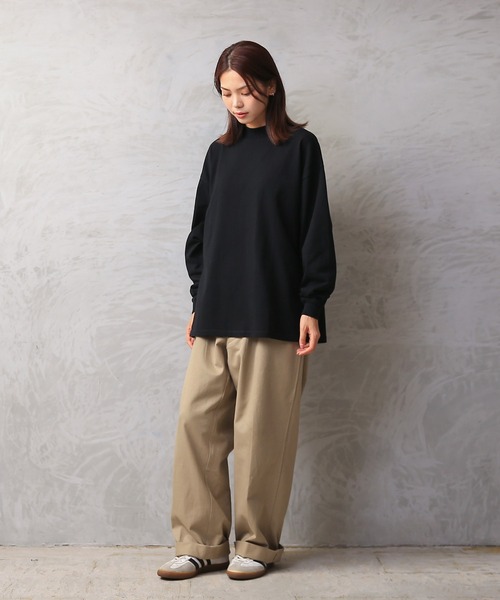 WAIPER.inc(ワイパーインク)の「Good wear USAコットン 袖リブ ハイネック L/S SUPER BIG TEE(Tシャツ/カットソー・メンズ・ブラック/グレイッシュベージュ/ネイビー/杢グレー/ホワイト/カーキブラウン・S/M/L/XL)」の19枚目の写真