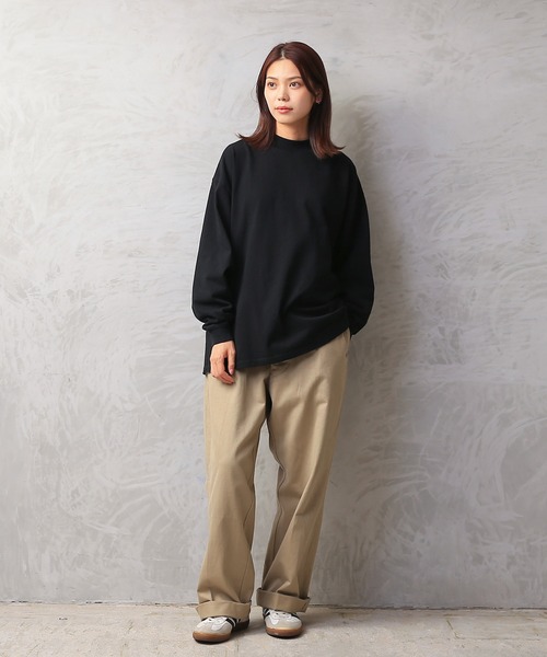 WAIPER.inc(ワイパーインク)の「Good wear USAコットン 袖リブ ハイネック L/S SUPER BIG TEE(Tシャツ/カットソー・メンズ・ブラック/グレイッシュベージュ/ネイビー/杢グレー/ホワイト/カーキブラウン・S/M/L/XL)」の7枚目の写真