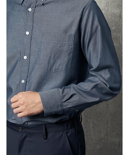 セール】TRANS CONTINENTS シャンブレー ボタンダウンシャツ ブラック