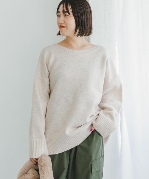 ITEMS URBANRESEARCH(アイテムズ アーバンリサーチ)の「バック編みニット(ニット/セーター・レディース・イエロー/グレー系その他/アイボリー・FREE)」の4枚目の写真