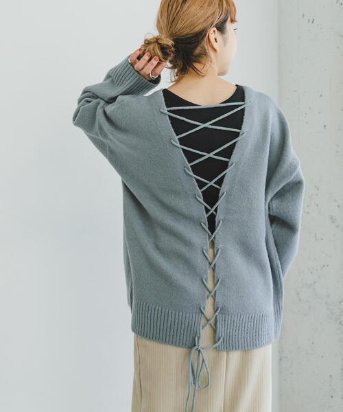 ITEMS URBANRESEARCH(アイテムズ アーバンリサーチ)の「バック編みニット(ニット/セーター・レディース・イエロー/グレー系その他/アイボリー・FREE)」の19枚目の写真