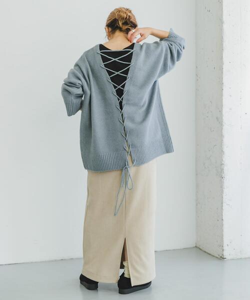 ITEMS URBANRESEARCH(アイテムズ アーバンリサーチ)の「バック編みニット(ニット/セーター・レディース・イエロー/グレー系その他/アイボリー・FREE)」の21枚目の写真