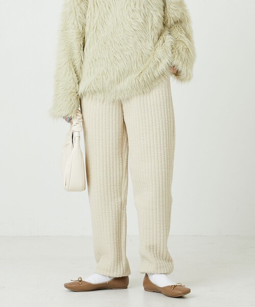 FREAK'S STORE（フリークスストア）の「限定展開　田辺あゆみ×FREAK'S STORE/田辺あゆみ　ジャガードキルト スウェットパンツ（ジョガーパンツ）（スウェットパンツ・レディース・ブラック/オフホワイト/ラベンダー・MEDIUM/SMALL）」の5枚目の写真