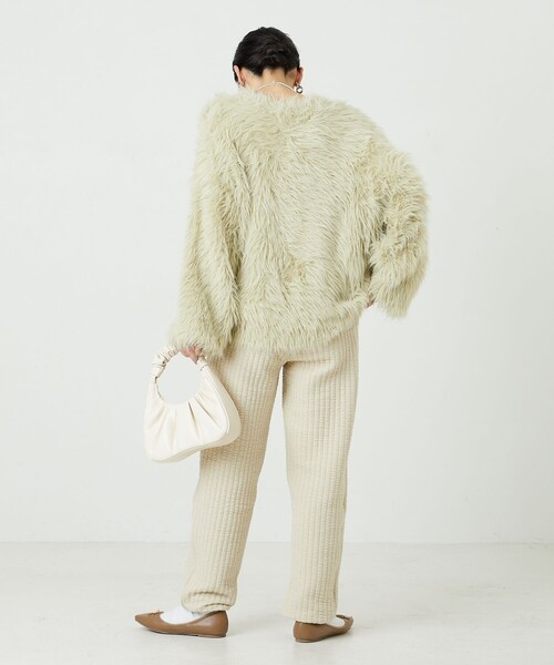 FREAK'S STORE（フリークスストア）の「限定展開　田辺あゆみ×FREAK'S STORE/田辺あゆみ　ジャガードキルト スウェットパンツ（ジョガーパンツ）（スウェットパンツ・レディース・ブラック/オフホワイト/ラベンダー・MEDIUM/SMALL）」の6枚目の写真