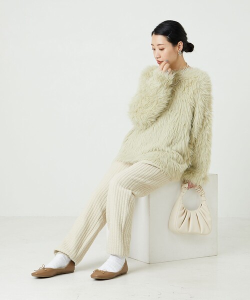 FREAK'S STORE（フリークスストア）の「限定展開　田辺あゆみ×FREAK'S STORE/田辺あゆみ　ジャガードキルト スウェットパンツ（ジョガーパンツ）（スウェットパンツ・レディース・ブラック/オフホワイト/ラベンダー・MEDIUM/SMALL）」の8枚目の写真