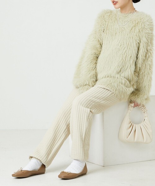 FREAK'S STORE（フリークスストア）の「限定展開　田辺あゆみ×FREAK'S STORE/田辺あゆみ　ジャガードキルト スウェットパンツ（ジョガーパンツ）（スウェットパンツ・レディース・ブラック/オフホワイト/ラベンダー・MEDIUM/SMALL）」の9枚目の写真