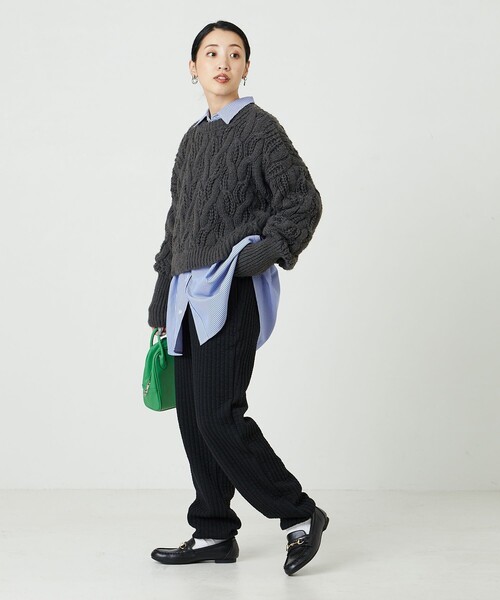 FREAK'S STORE（フリークスストア）の「限定展開　田辺あゆみ×FREAK'S STORE/田辺あゆみ　ジャガードキルト スウェットパンツ（ジョガーパンツ）（スウェットパンツ・レディース・ブラック/オフホワイト/ラベンダー・MEDIUM/SMALL）」の11枚目の写真