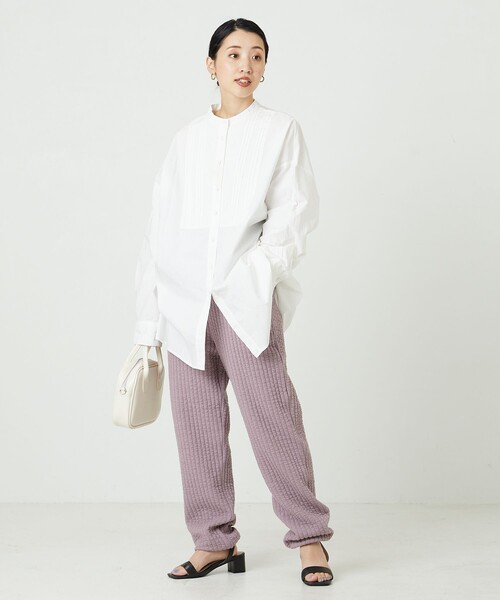 FREAK'S STORE（フリークスストア）の「限定展開　田辺あゆみ×FREAK'S STORE/田辺あゆみ　ジャガードキルト スウェットパンツ（ジョガーパンツ）（スウェットパンツ・レディース・ブラック/オフホワイト/ラベンダー・MEDIUM/SMALL）」の16枚目の写真